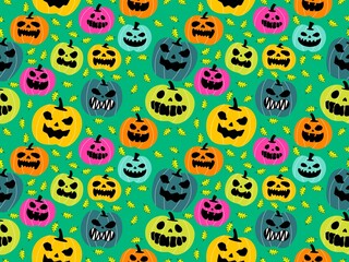 Halloween cute pumpkins seamless monsters pattern for wrapping paper and fabric