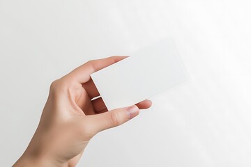 Hand holding blank business card mockup for branding and design