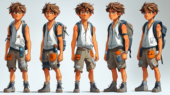 Animated Boy Character Sprite Sheet for Video Game or Cartoon