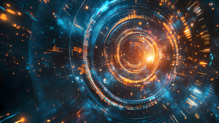 Obraz premium Lightspeed time travel background showcasing a fast journey through star galaxies and cosmos exploration. Time Warp. Illustration