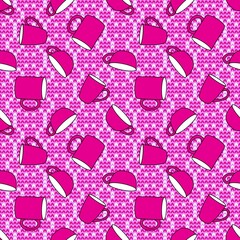 Christmas cups seamless winter mugs pattern for fabrics and linens