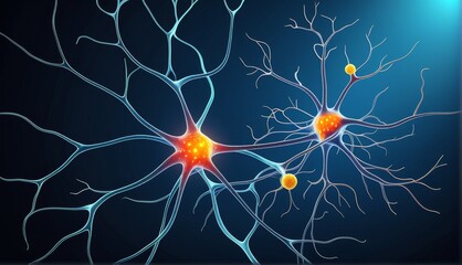 Synapse and Neuron in 3D Brain Illustration for Scientific Study
