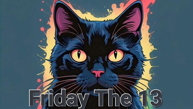 Black cat in fluorescent light