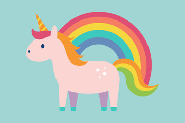 Boho Rainbow Unicorn Vector Illustration - Cute Magical Clipart for Kids, Whimsical Nursery Art