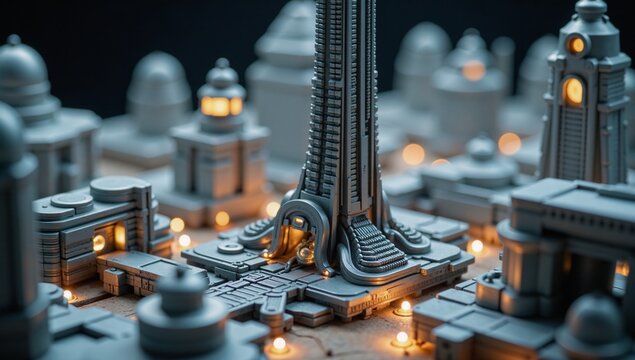 Futuristic city mock-up with high detail professional quality photograph - Powered by Adobe