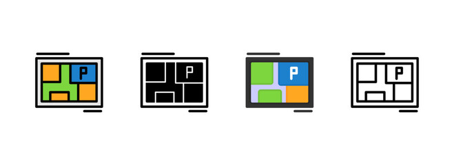 Set of Parking map Icon
