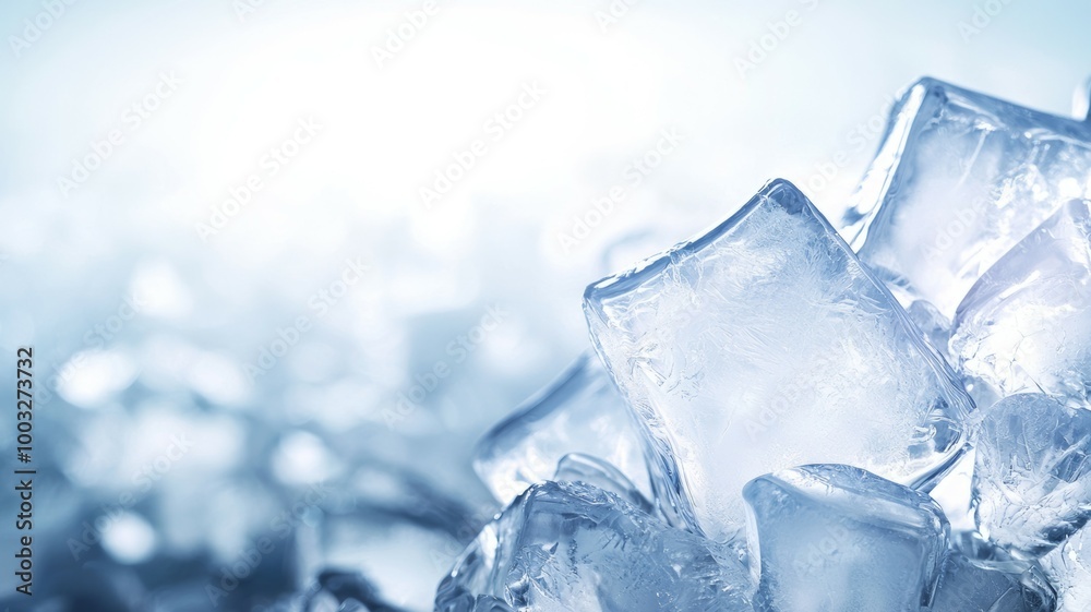 Canvas Prints A close up of ice cubes with a blue background