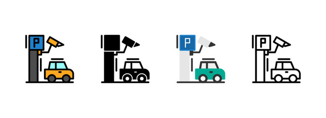 Set of Parking security camera Icon