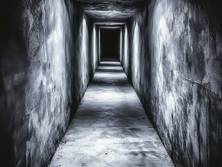 Obraz premium Eerie Abandoned Industrial Tunnel Mysterious Subterranean Passage with Grungy Textures and Foreboding Atmosphere