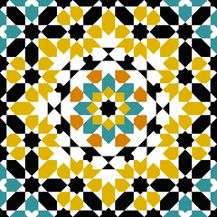 Seamless arabic geometric ornament based on traditional arabic art. Arabian single tile. 