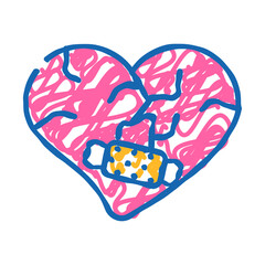 heart treatment after divorce doodle icon sketch vector. heart treatment after divorce sign. isolated symbol illustration