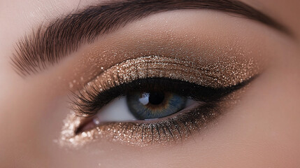 Naklejka premium Beautiful young woman , makeup , clean skin. Makeup artist , eyelashes with mascara in a beauty salon . Eyelash extension , beautiful eyebrows