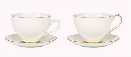 Fototapeta premium Vintage porcelain tea cup stacks illustrated simply in vintage-style watercolors perfect as a standalone element or design element clip art stickers