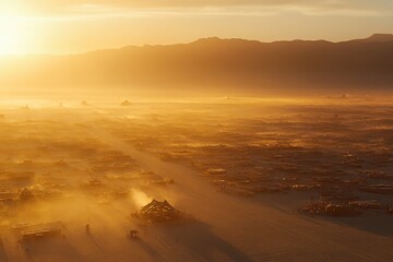 Burning Mans temporary desert, with copy space