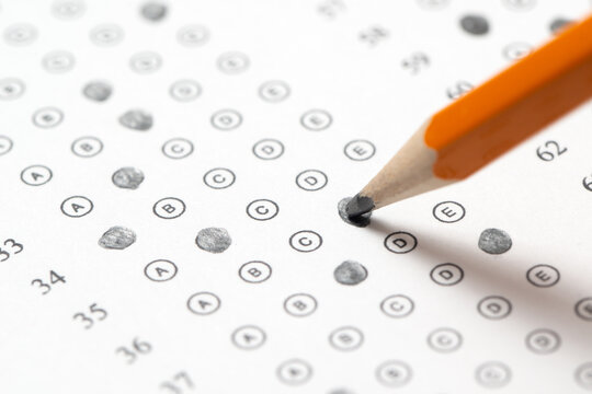 Pencil and multiple choice test sheet