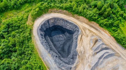 Fototapeta premium A large hole in the ground with a lot of dirt and rocks around it