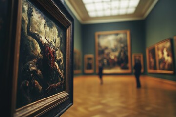 Demon-possessed painting in, with copy space