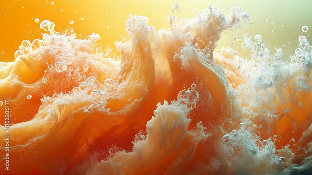 Wall mural Orange Juice Splash: Fresh Citrus Bubbles