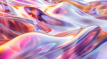 Striking 3D Rendering of an Iridescent Wavy Structure Refracting Prismatic Patterns