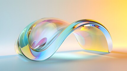 Graceful Iridescent Curve: Hyper-Detailed 3D Render with Bauhaus Influence