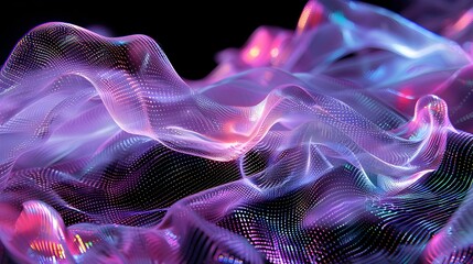 Fototapeta premium Iridescent 3D Wave Pattern with Holographic Tendrils and Geometric Abstractions