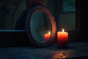 Haunted mirror reflection, with copy space