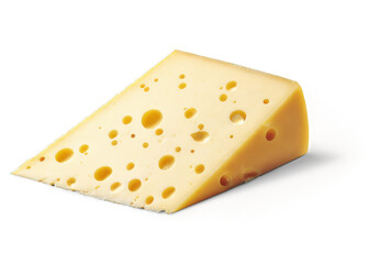 A wedge of cheese with holes in it