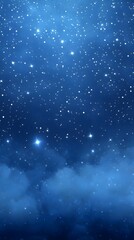 a night sky filled with numerous small, bright stars scattered across a deep blue background. The stars vary in brightness, creating a sparkling effect. Towards the bottom of the image, there are some