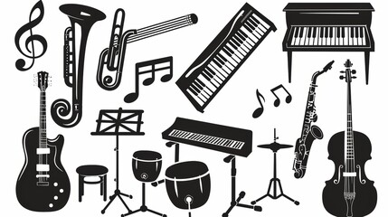 A Collection of Musical Instruments Representing Various Musical Genres and Performances