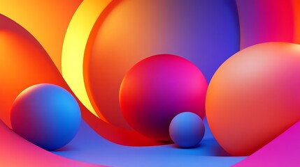 3D render of colorful spheres in a wavy abstract shape, background with a soft gradient.