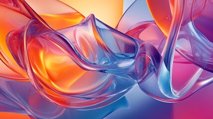 Abstract digital art with colorful, flowing, transparent shapes.