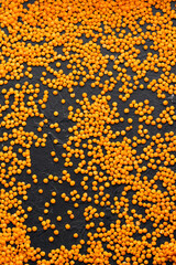 Organic red lentils in a pile - Lens culinaris.