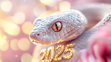 Obraz premium 2025 symbol of the year. Happy New Year and Merry Christmas concept. Year of the Snake, greeting card