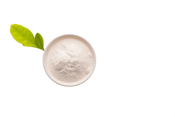 Baking soda in bowl - Healthy food. white background