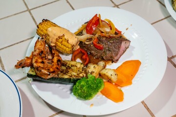 delicious and colorful plate filled with nutrient dense foods at a south american restaurant