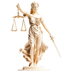 Lady Justice: A timeless symbol of justice, blindfolded and holding scales of justice in one hand and a sword in the other.  This statue embodies fairness, impartiality, and the pursuit of truth.