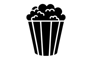 Popcorn Silhouette Icon Transparent Background Clipart - Vector Illustration