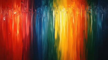 Vibrant Vertical Brush Strokes In Abstract Rainbow Oil Painting