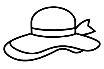 Sun Hat for Beach with Ribbon Bow Silhouette Icon - Transparent Background Clipart