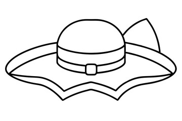 Sun Hat for Beach with Ribbon Bow Silhouette Icon - Transparent Background Clipart