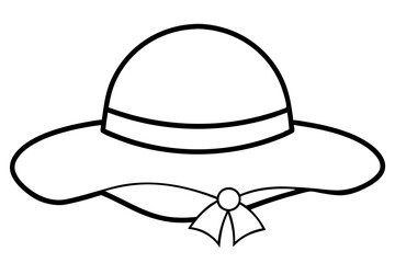 Sun Hat for Beach with Ribbon Bow Silhouette Icon - Transparent Background Clipart