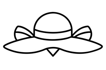 Sun Hat for Beach with Ribbon Bow Silhouette Icon - Transparent Background Clipart