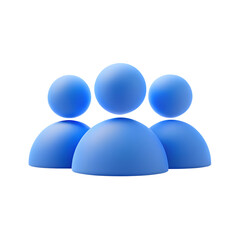 3D Blue User Icons - Group of People Symbol
