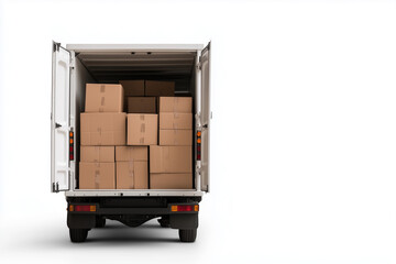 Truck opened, parcels, delivers