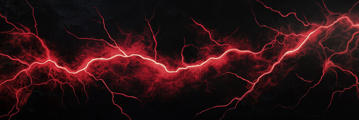 Obraz premium Red Lightning on a Black Background