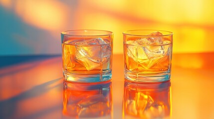 Bright Tropical Summer Cocktails with Hard Sun Shadows and Colorful Drinks