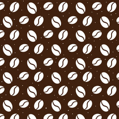 Coffee beans pattern on brown background