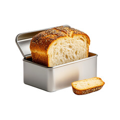 Freshly Baked Bread in a Metal Bread Box
