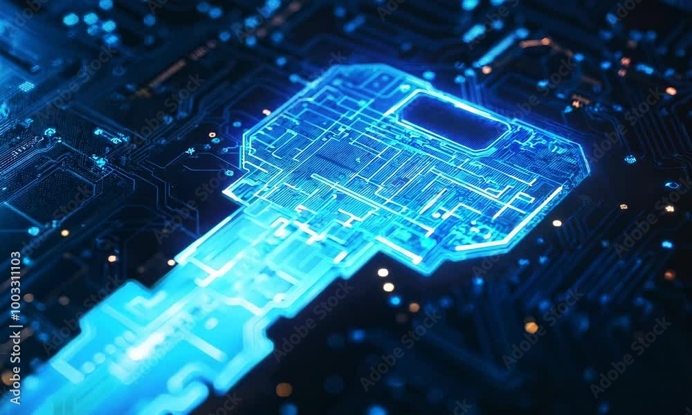 Wall mural electronic digital key, data protection. cybersecurity and access. the digital code. data flow