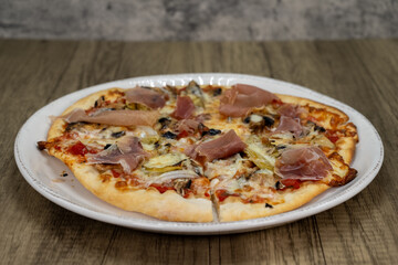 Veggie pizza cooked to perfection with extra crispy crust